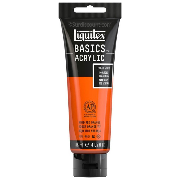 Peinture Acrylique en tube rouge orange vif 118ml - Liquitex Basics