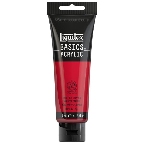 photo-Peinture Acrylique en tube rouge naphtol carmin 118ml - Liquitex Basics