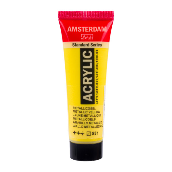 photo - Peinture acrylique en tube - Jaune métallique - 831 - Amsterdam - 20ml