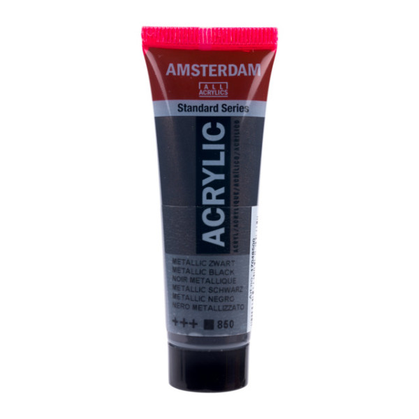 photo - Peinture acrylique en tube - Noir métallique - 850 - Amsterdam - 20ml