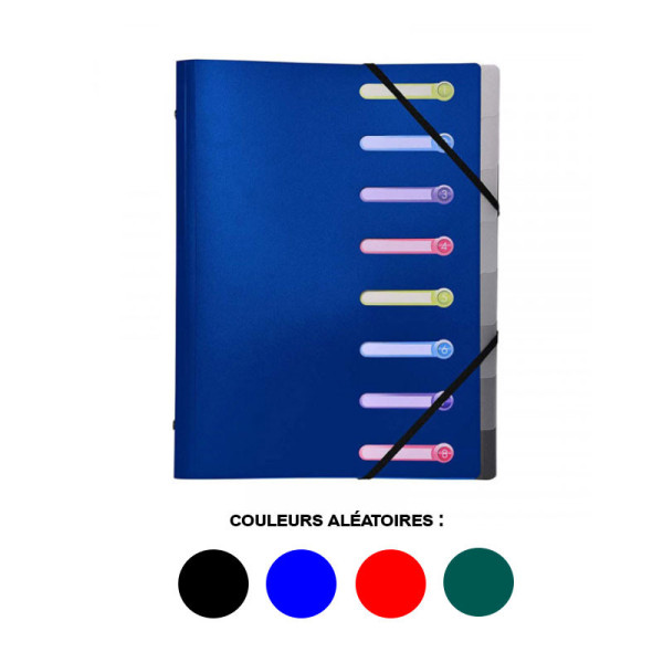 Trieur 8 compartiments 3 rabats + pochette intérieure couleurs assorties- Exacompta