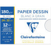 photo - Papier dessin - 24x32cm - Blanc - 180g - 12 feuilles - Dessin - Peinture - Clairefontaine
