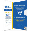 Papier dessin - 24x32cm - Blanc - 180g - 12 feuilles - Dessin - Peinture - Clairefontaine