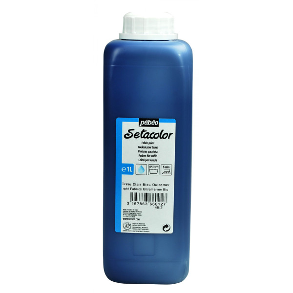 photo - Peinture pour tissu - Textile - Bleu outremer - Pébéo - Setacolor - Bidon 1L