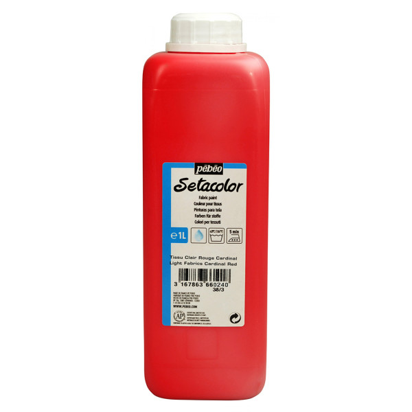 photo - Peinture pour tissu - Textile - Rouge cardinal - Pébéo - Setacolor - Bidon 1L