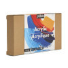 Peinture acrylique - Coffret 12 tubes de 20ml + 2 pinceaux + couteau + carton toilé - Pébéo