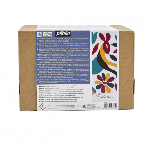 Peinture tissu - Pour tissus clairs - Coffret 10 pots 45ml + accessoires - Setacolor - Pébéo