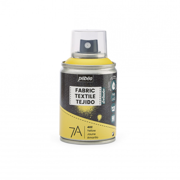 photo - Bombe de peinture - Tissus - Textile - Jaune - Sans solvant - Pébéo - 100ml