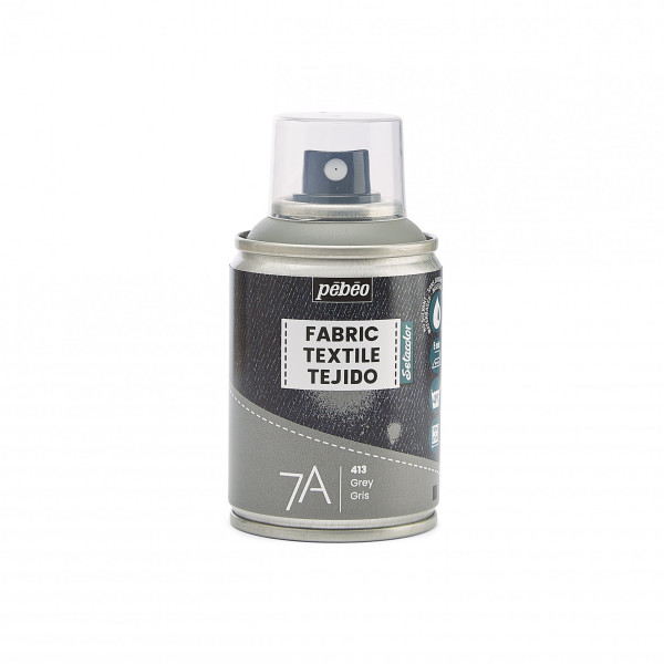photo - Bombe de peinture - Tissus - Textile - Gris clair - Sans solvant - Pébéo - 100ml