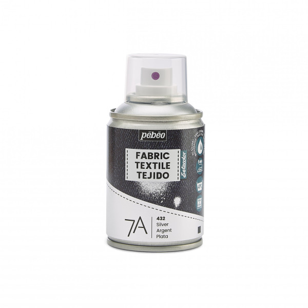 photo - Bombe de peinture - Tissus - Textile - Argent - Sans solvant - Pébéo - 100ml
