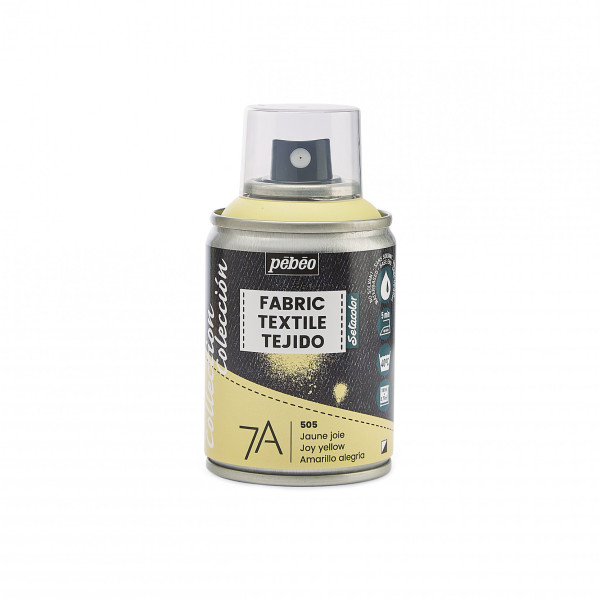 photo - Bombe de peinture - Tissus - Textile - Jaune joie - Sans solvant - Pébéo - 100ml