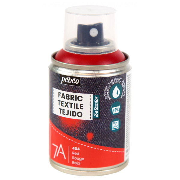 photo - Bombe de peinture - Tissus - Textile - Rouge - Sans solvant - Pébéo - 100ml