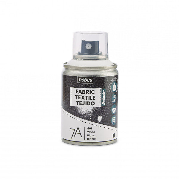 photo - Bombe de peinture - Tissus - Textile - Blanc - Sans solvant - Pébéo - 100ml