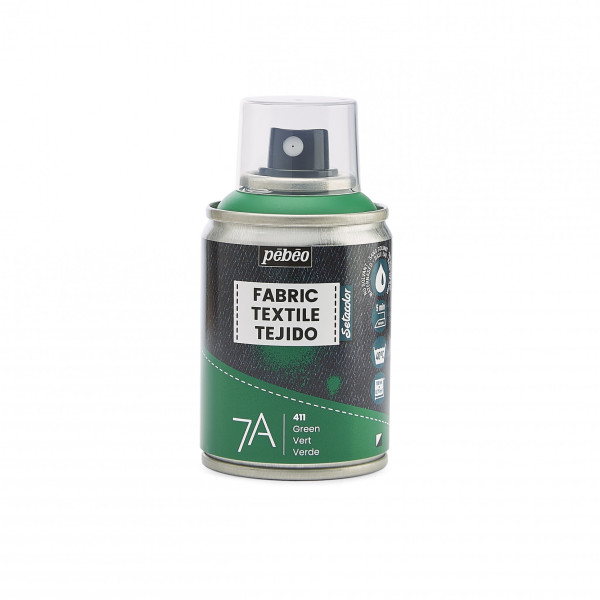 photo - Bombe de peinture - Tissus - Textile - Vert - Sans solvant - Pébéo - 100ml