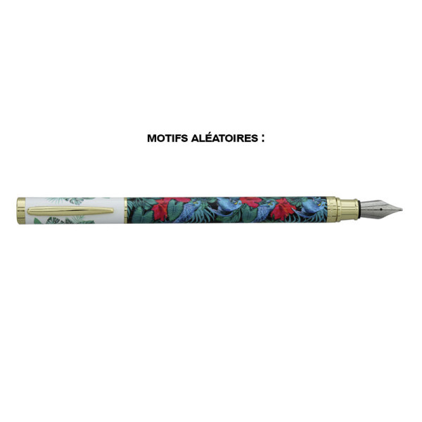 Stylo plume - Encre bleue effaçable - Motifs tropicaux colorés - PlumInk
