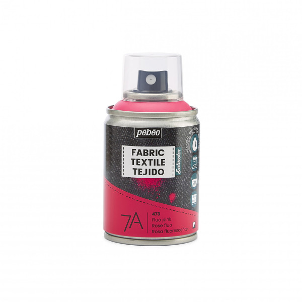 photo - Bombe de peinture - Tissus - Textile - Rose fluo - Sans solvant - Pébéo - 100ml
