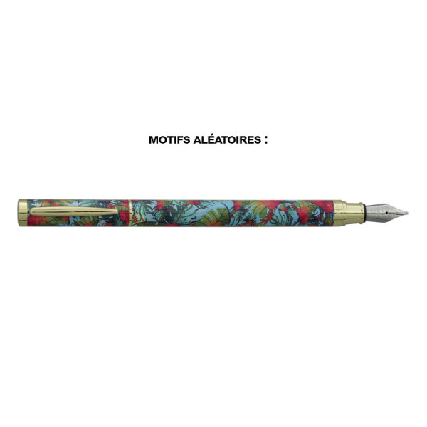 Stylo plume - Encre bleue effaçable - Motifs tropicaux colorés - PlumInk