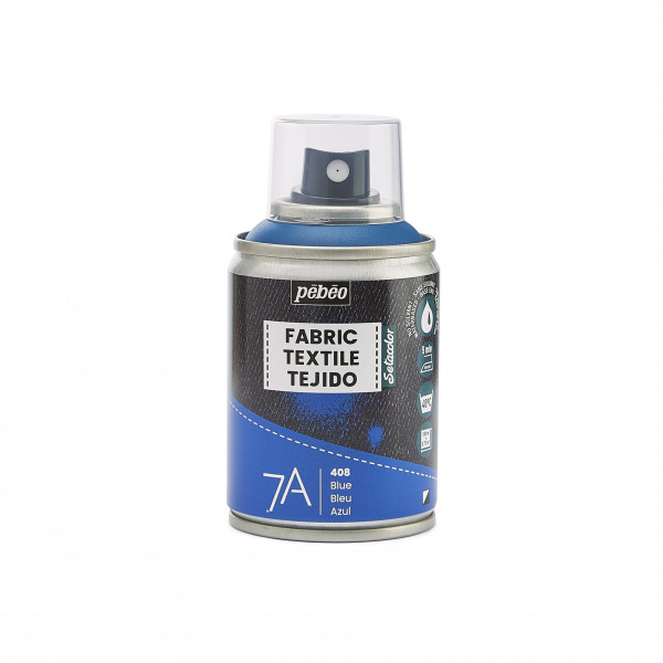 photo - Bombe de peinture - Tissus - Textile - Bleu - Sans solvant - Pébéo - 100ml