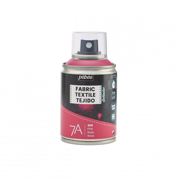 photo - Bombe de peinture - Tissus - Textile - Rose - Sans solvant - Pébéo - 100ml