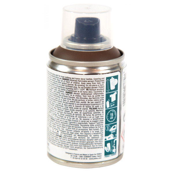 Bombe de peinture - Tissus - Textile - Marron - Sans solvant - Pébéo - 100ml
