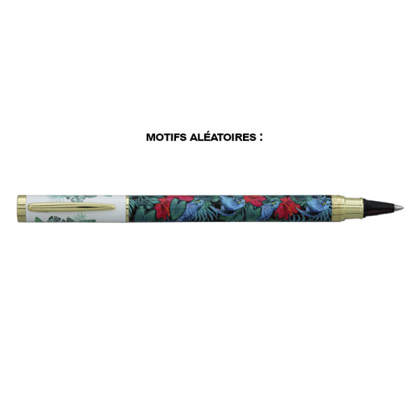 photo-Stylo roller - Encre bleue effaçable - Rechargeable - Motifs tropicaux colorés - RollInk