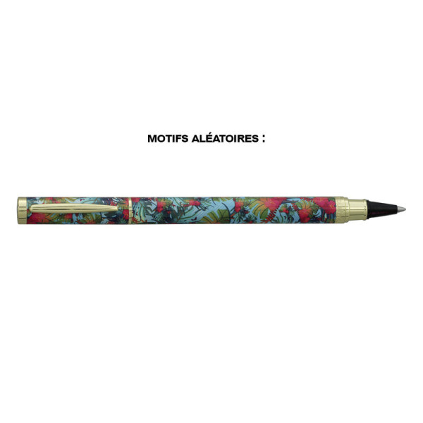 Stylo roller - Encre bleue effaçable - Rechargeable - Motifs tropicaux colorés - RollInk