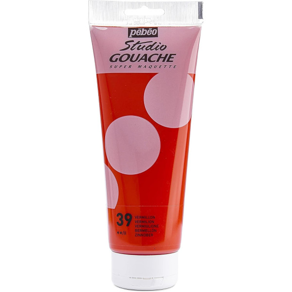 photo - Peinture gouache - Vermillon - 39 - Fine - Pébéo - Studio Gouache - 220ml