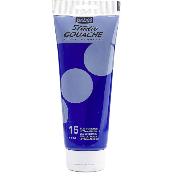 photo - Peinture gouache - Bleu outremer - 15 - Fine - Pébéo - Studio Gouache - 220ml
