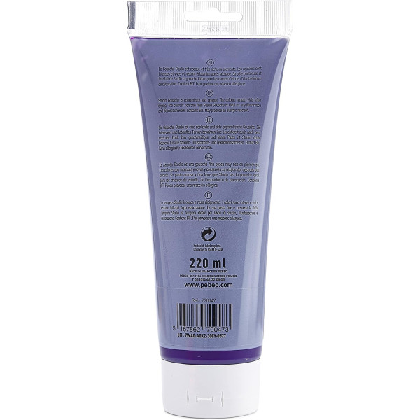 Peinture gouache - Violet cobalt - 47 - Fine - Pébéo - Studio Gouache - 220ml