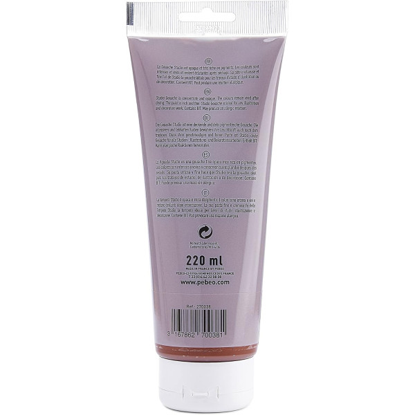 Peinture gouache - Sienne brûlée - 38 - Fine - Pébéo - Studio Gouache - 220ml