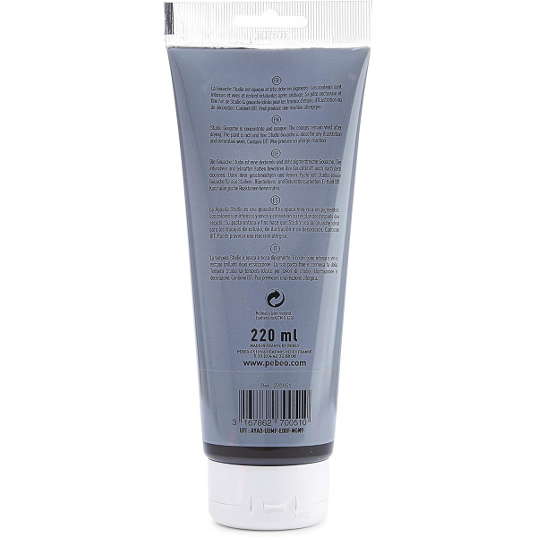 Peinture gouache - Noir trichrome - 51 - Fine - Pébéo - Studio Gouache - 220ml