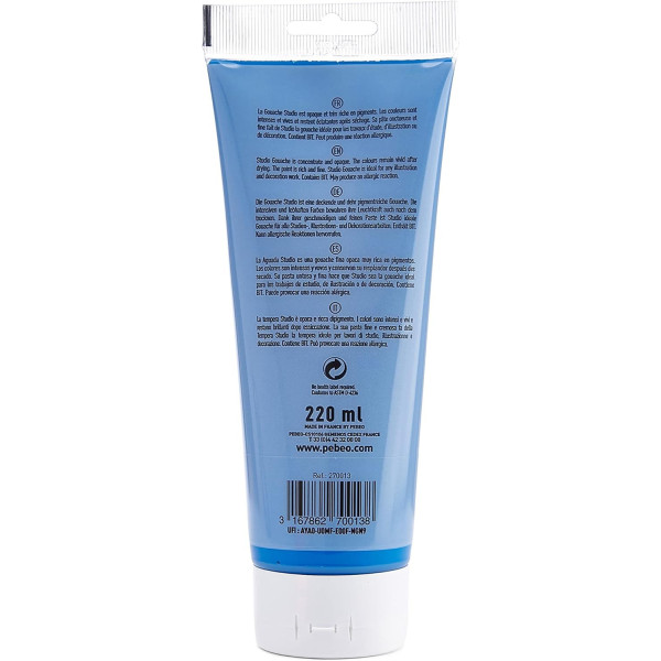 Peinture gouache - Bleu ceruleum - 13 - Fine - Pébéo - Studio Gouache - 220ml