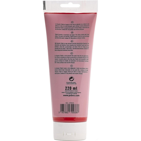 Peinture gouache - Rouge cadmium - 33 - Fine - Pébéo - Studio Gouache - 220ml