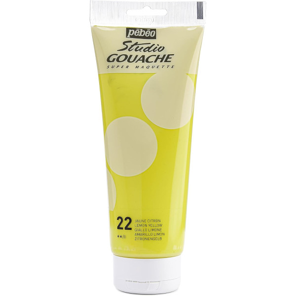 photo - Peinture gouache - Jaune citron - 22 - Fine - Pébéo - Studio Gouache - 220ml