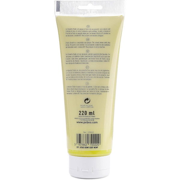 Peinture gouache - Jaune citron - 22 - Fine - Pébéo - Studio Gouache - 220ml