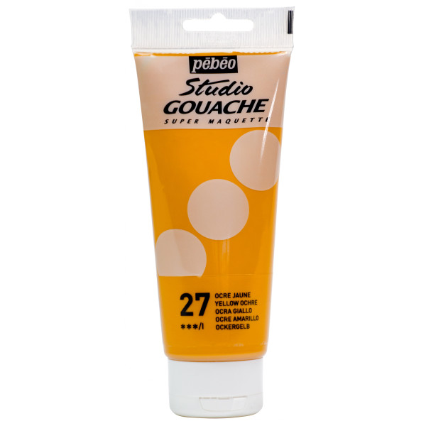 photo - Peinture gouache - Ocre jaune - 27 - Fine - Pébéo - Studio Gouache - 100ml