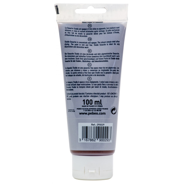 Peinture gouache - Ombre brûlée - 29 - Fine - Pébéo - Studio Gouache - 100ml