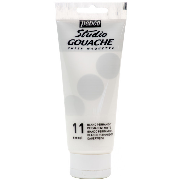 photo - Peinture gouache - Blanc permanent - 11 - Fine - Pébéo - Studio Gouache - 100ml