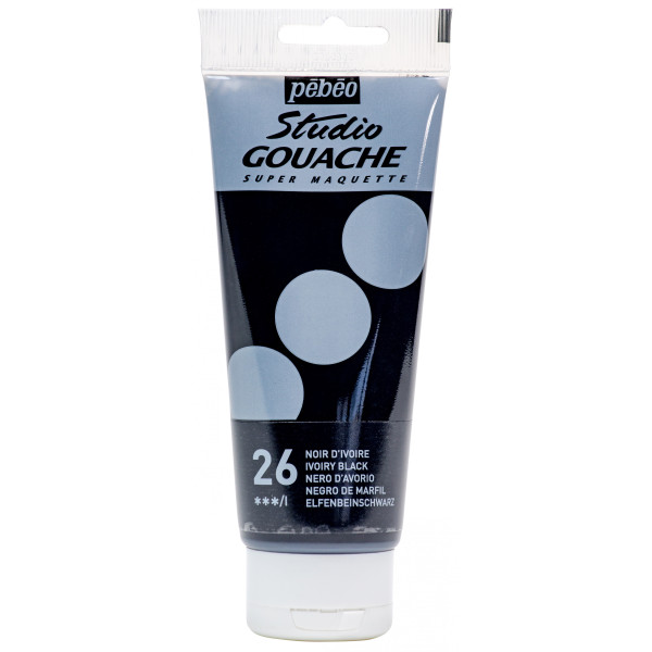 photo - Peinture gouache - Noir d'ivoire - 26 - Fine - Pébéo - Studio Gouache - 100ml