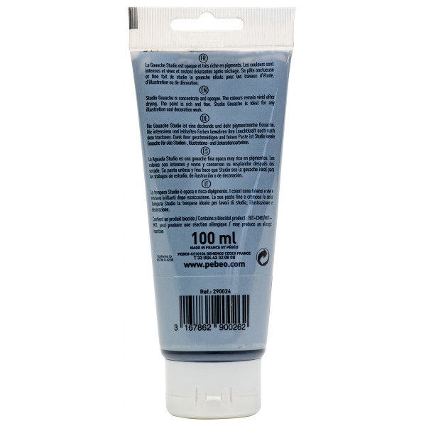 Peinture gouache - Noir d'ivoire - 26 - Fine - Pébéo - Studio Gouache - 100ml