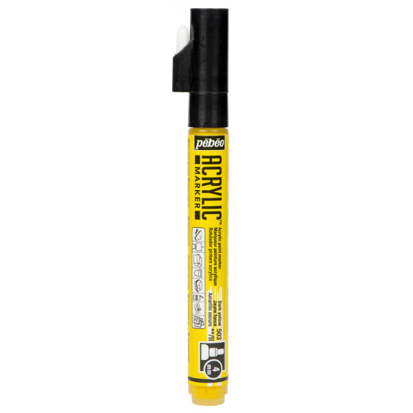 photo - Feutre - Marqueur - Acrylic Marker - Pébéo - Jaune foncé - 503 - Pointe ronde - 4mm