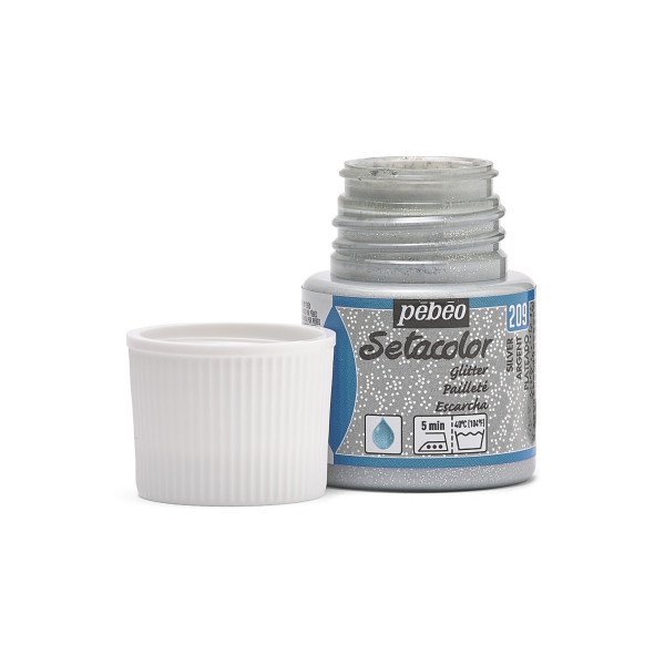 Peinture pour tissus - Argent pailleté - 209 - Pour tissus clairs - Pébéo - Setacolor - 45ml