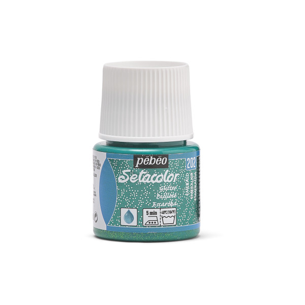 photo - Peinture pour tissus - Emeraude pailleté - 202 - Pour tissus clairs - Pébéo - Setacolor - 45ml