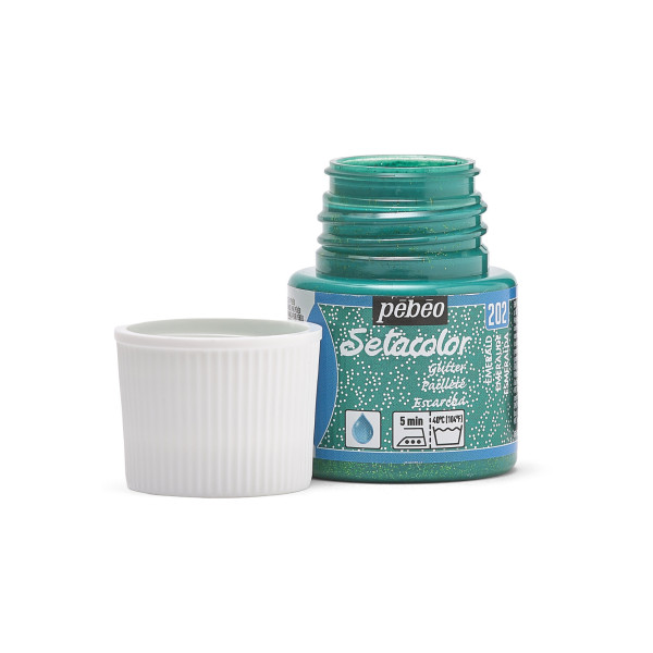 Peinture pour tissus - Emeraude pailleté - 202 - Pour tissus clairs - Pébéo - Setacolor - 45ml