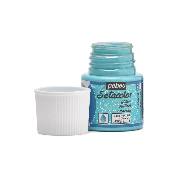 Peinture pour tissus - Turquoise pailleté - 206 - Pour tissus clairs - Pébéo - Setacolor - 45ml