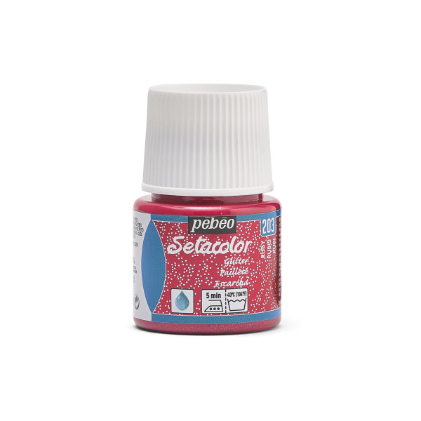 photo - Peinture pour tissus - Rubis pailleté - 203 - Pour tissus clairs - Pébéo - Setacolor - 45ml