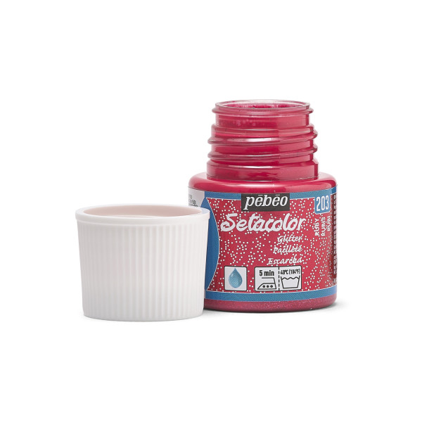 Peinture pour tissus - Rubis pailleté - 203 - Pour tissus clairs - Pébéo - Setacolor - 45ml