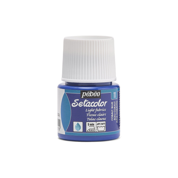 photo - Peinture pour tissus - Bleu cobalt - 11 - Pour tissus clairs - Pébéo - Setacolor - 45ml