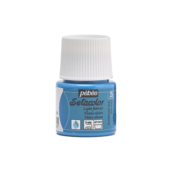 Peinture pour tissus - Bleu fluo - 35 - Pour tissus clairs - Pébéo - Setacolor - 45ml