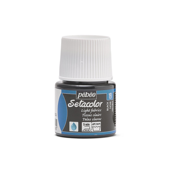 photo - Peinture pour tissus - Noir - Pour tissus clairs - Pébéo - Setacolor - 45ml